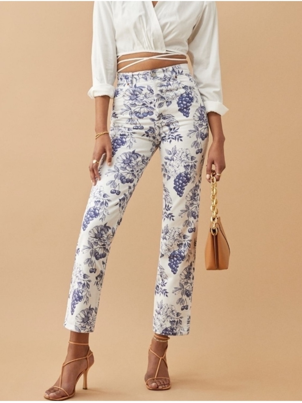 •Reformation• Cynthia Toile floral high rise straight jeans
